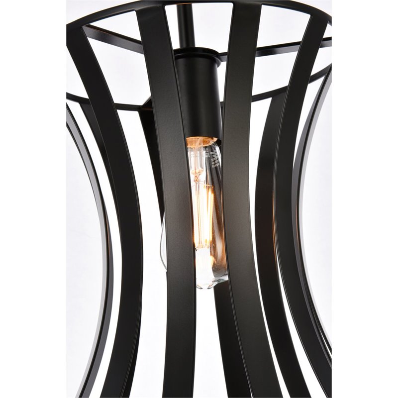 Living District Lily 1-Light Mid-Century Metal Pendant in Black