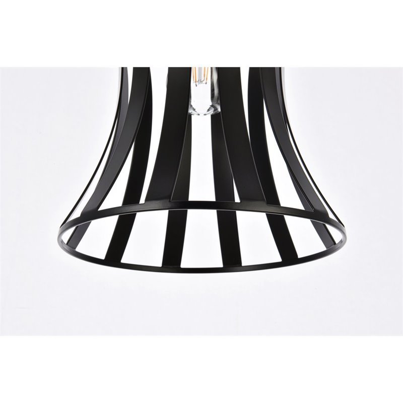 Living District Lily 1-Light Mid-Century Metal Pendant in Black
