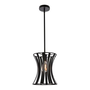 Living District Lily 1-Light Mid-Century Metal Pendant in Black