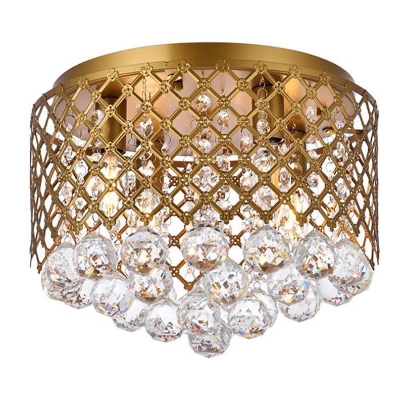 Living District Tully 4-Light Contemporary Metal Flush Mount in Brass and Clear