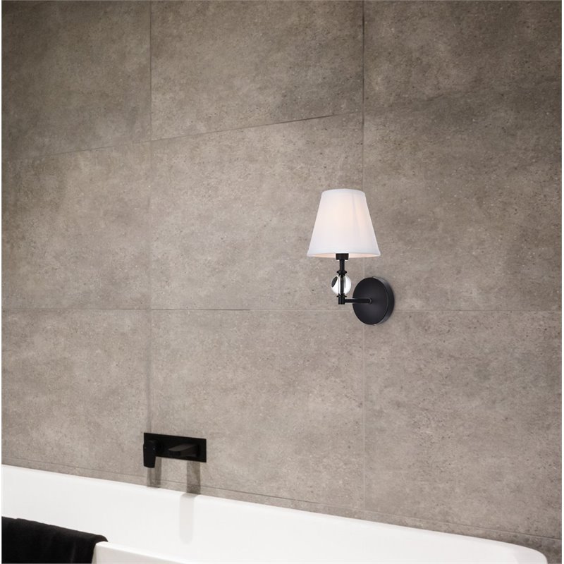 Living District Bethany 1-Light Metal Bath Sconce in Black and White