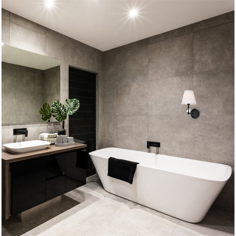 Living District Bethany 1-Light Metal Bath Sconce in Black and White