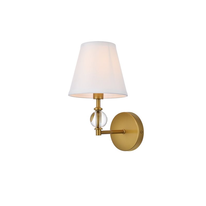 Living District Bethany 1-Light Metal Bath Sconce in Brass and White