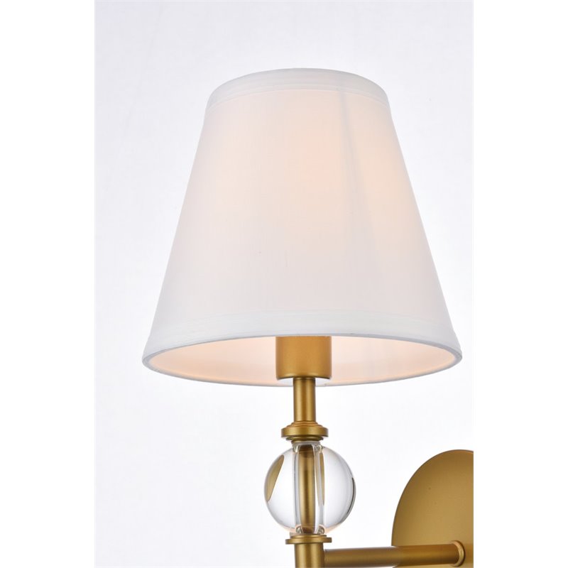 Living District Bethany 1-Light Metal Bath Sconce in Brass and White