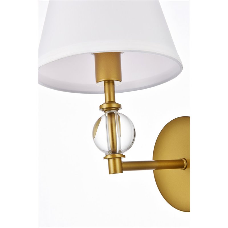 Living District Bethany 1-Light Metal Bath Sconce in Brass and White