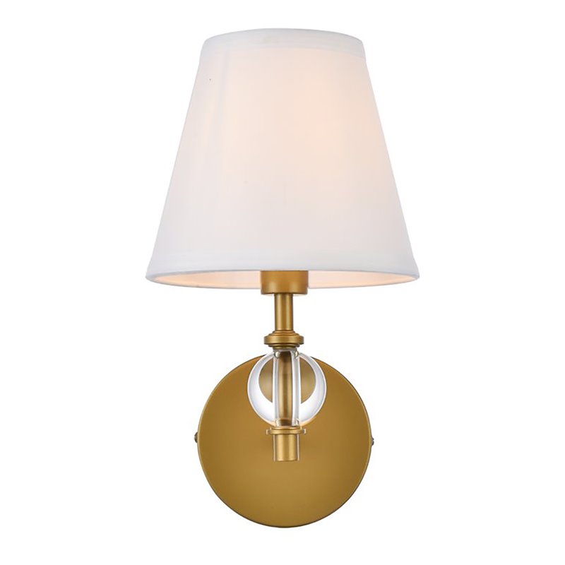 Living District Bethany 1-Light Metal Bath Sconce in Brass and White