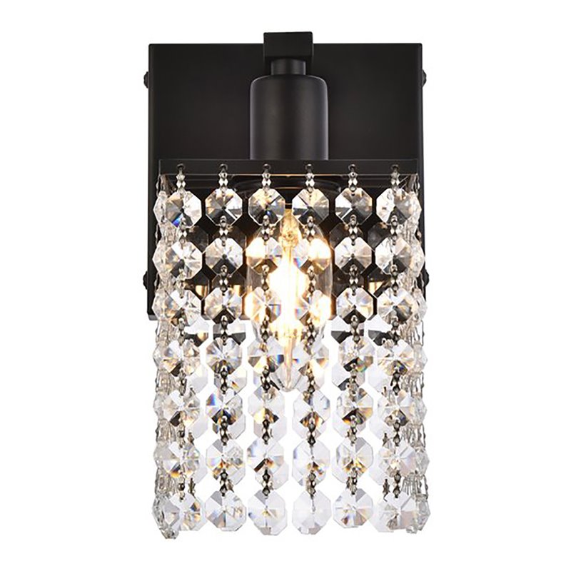 Living District Phineas 1-Light Metal Bath Sconce in Black and Clear