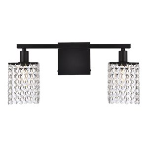 Living District Phineas 2-Light Metal Bath Sconce in Black and Clear