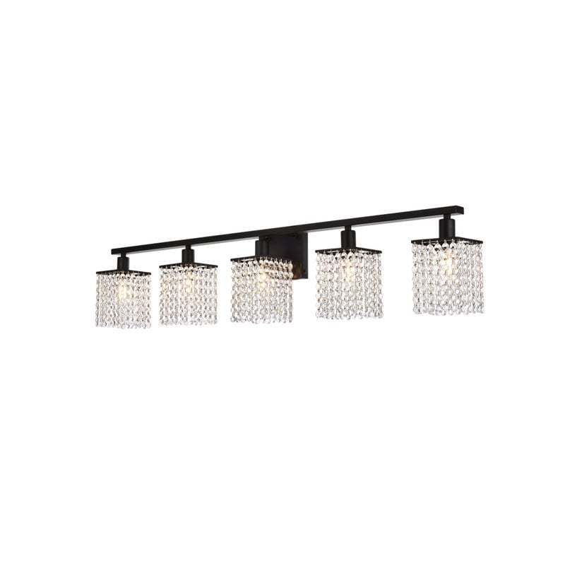 Living District Phineas 5-Light Metal Bath Sconce in Black and Clear