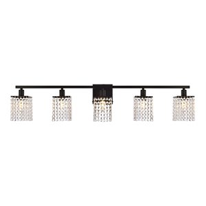 Living District Phineas 5-Light Metal Bath Sconce in Black and Clear