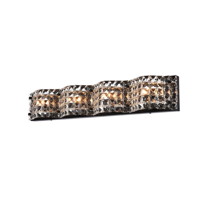 Living District Ollie 4-Light Metal Bath Sconce in Black and Clear