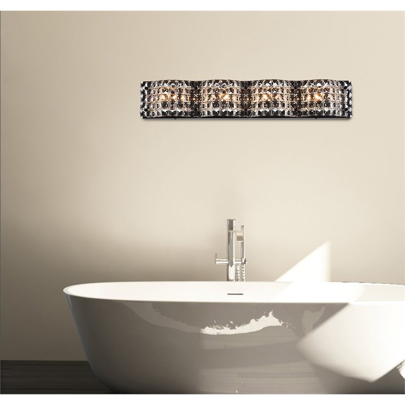 Living District Ollie 4-Light Metal Bath Sconce in Black and Clear