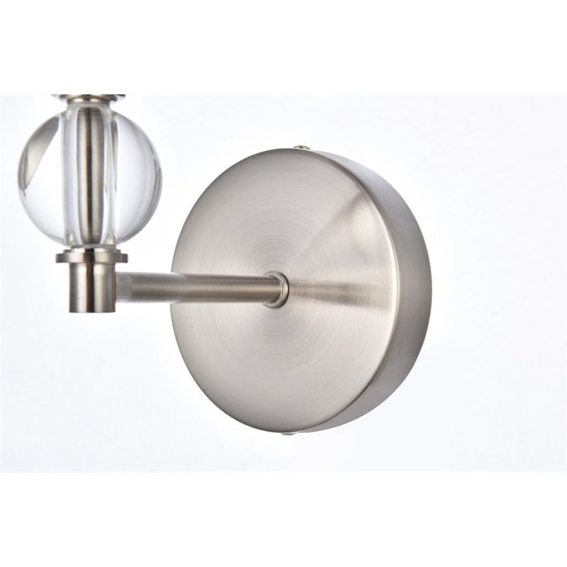 Living District Bethany 1-Light Metal Bath Sconce in Satin Nickel and White