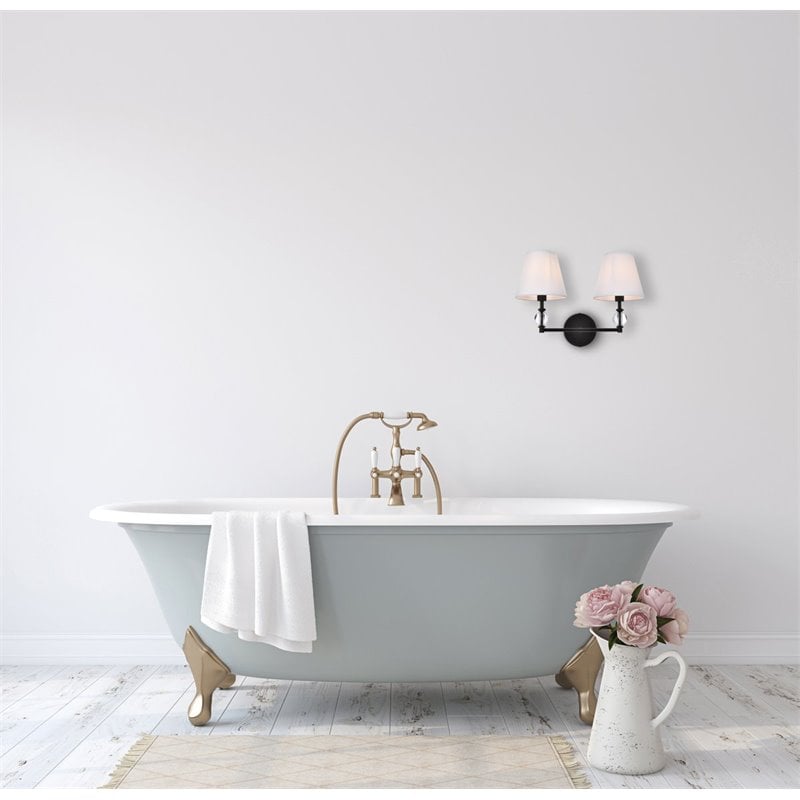 Living District Bethany 2-Light Metal Bath Sconce in Black and White