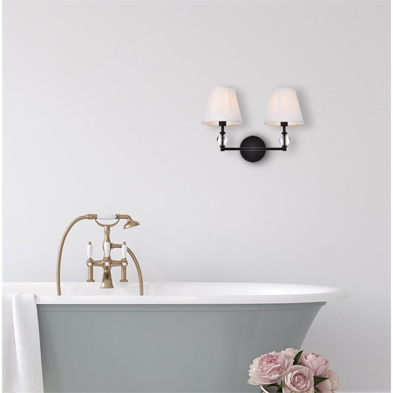 Living District Bethany 2-Light Metal Bath Sconce in Black and White