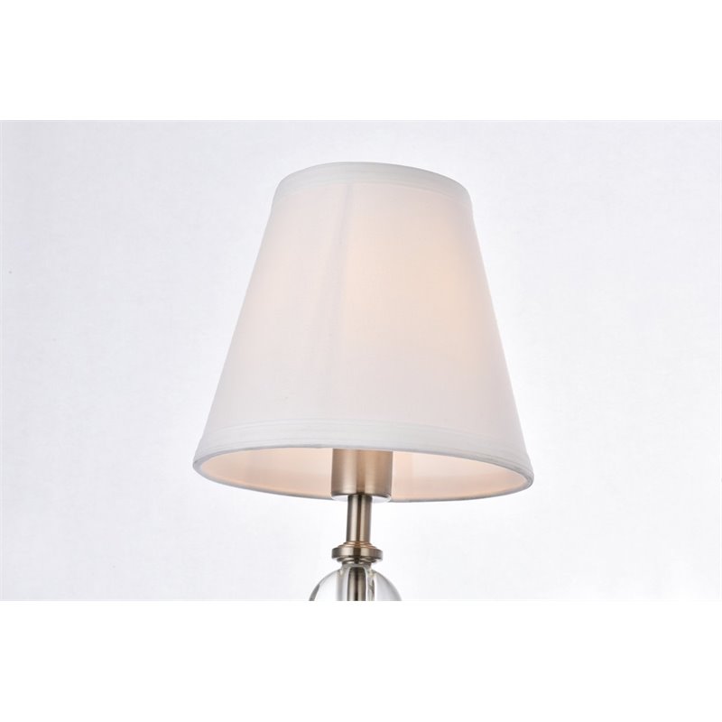 Living District Bethany 2-Light Metal Bath Sconce in Satin Nickel and White