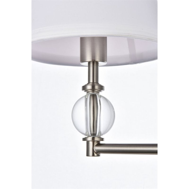 Living District Bethany 2-Light Metal Bath Sconce in Satin Nickel and White