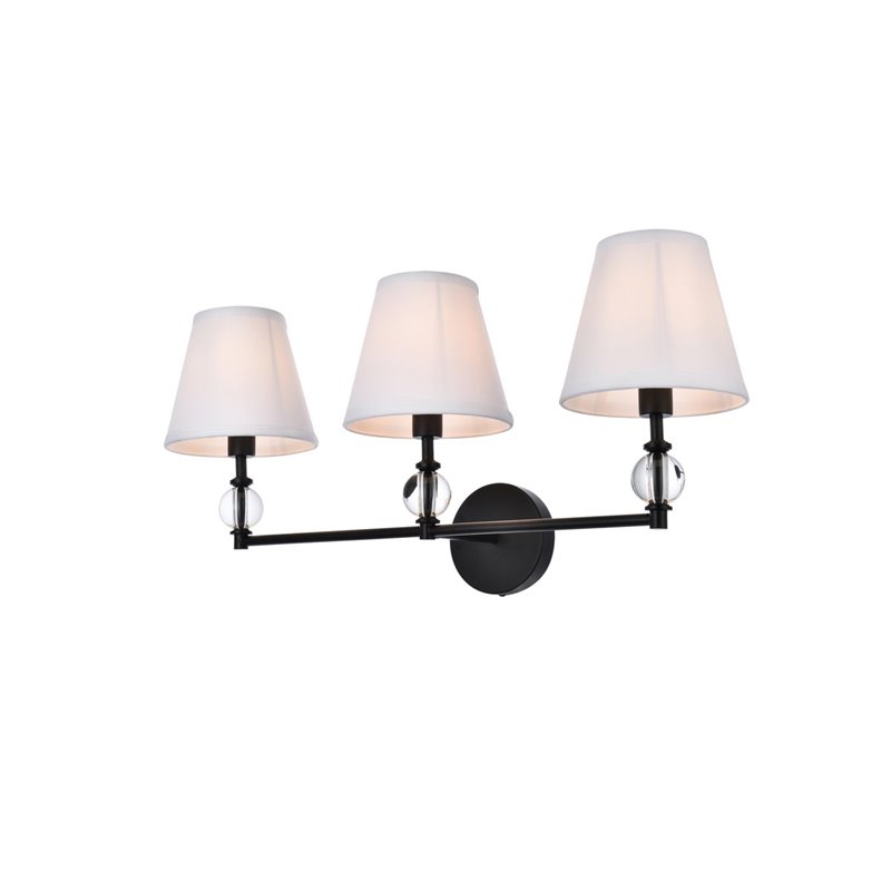 Living District Bethany 3-Light Metal Bath Sconce in Black and White