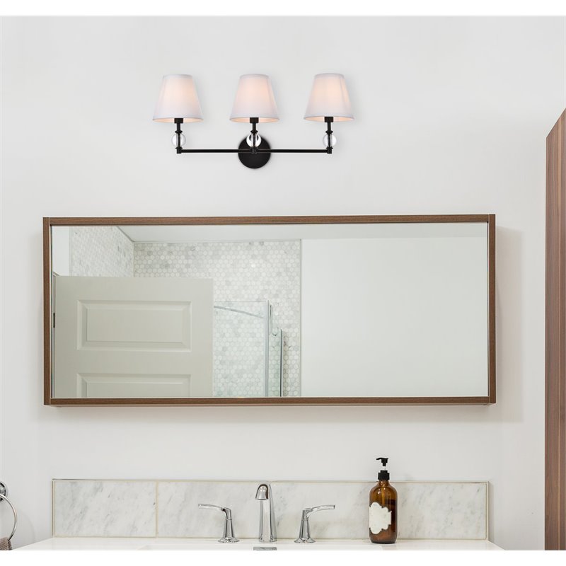 Living District Bethany 3-Light Metal Bath Sconce in Black and White