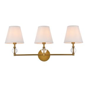 Living District Bethany 3-Light Metal Bath Sconce in Brass and White