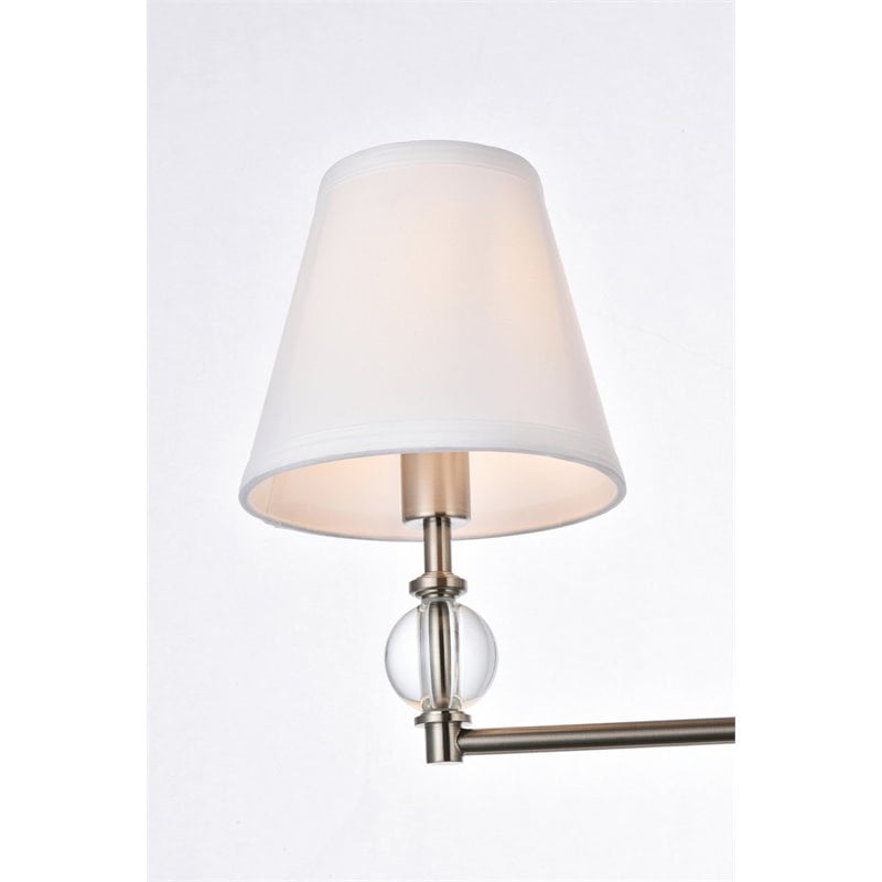 Living District Bethany 3-Light Metal Bath Sconce in Satin Nickel and White