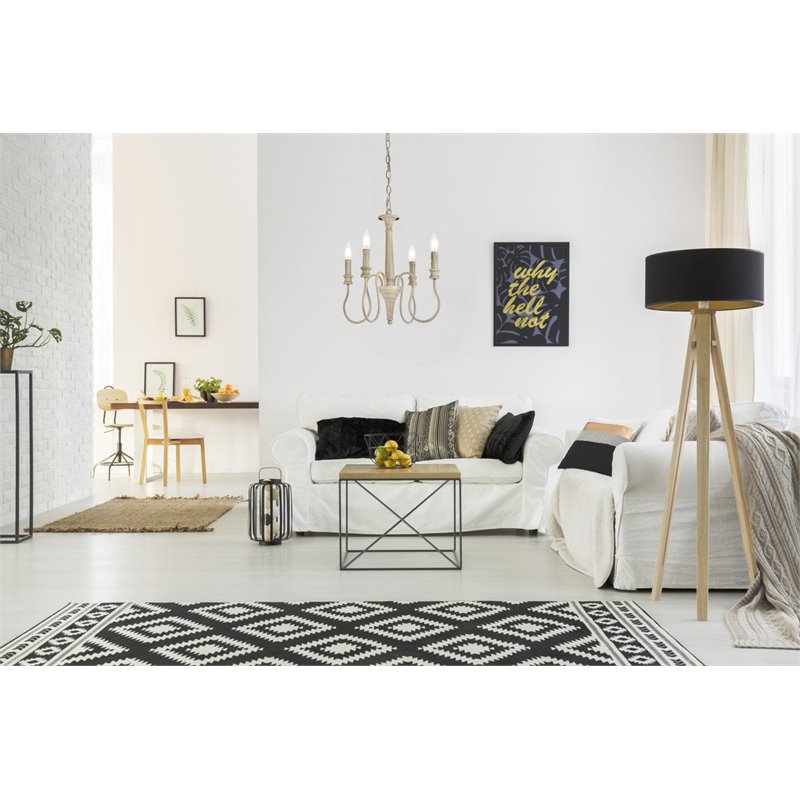 Living District Flynx 4-Light Mid-Century Metal Pendant in Weathered Dove