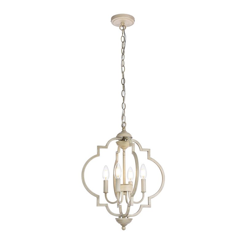 Living District Sandara 4-Light Mid-Century Metal Pendant in Weathered Dove