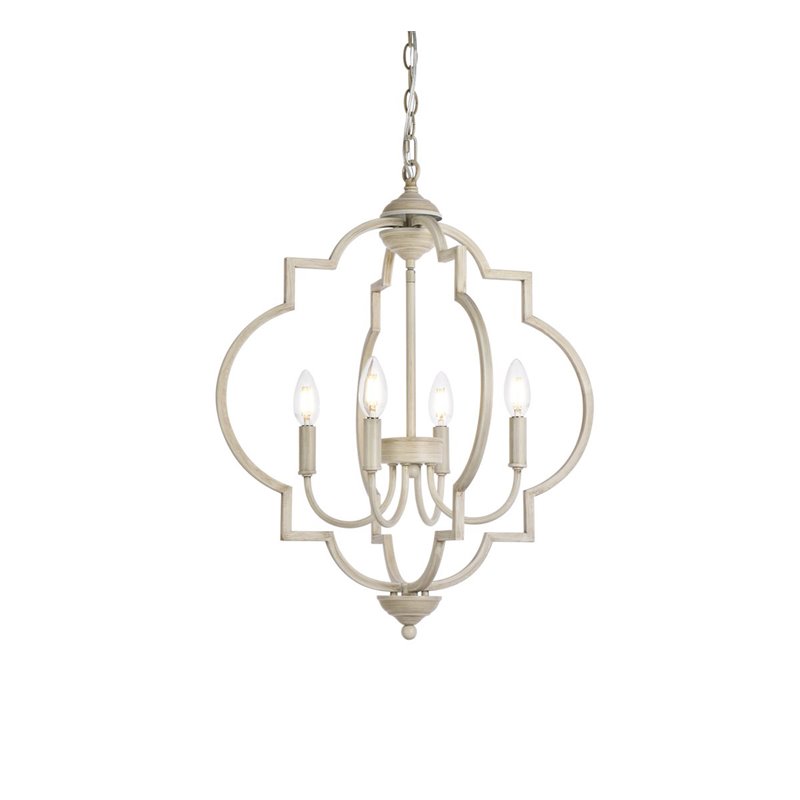 Living District Sandara 4-Light Mid-Century Metal Pendant in Weathered Dove