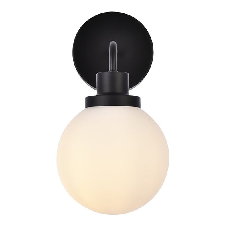 Living District Hanson 1-Light Metal Bath Sconce in Black and Frosted