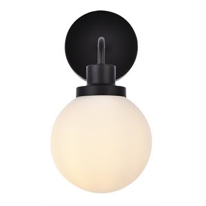 Living District Hanson 1-Light Metal Bath Sconce in Black and Frosted
