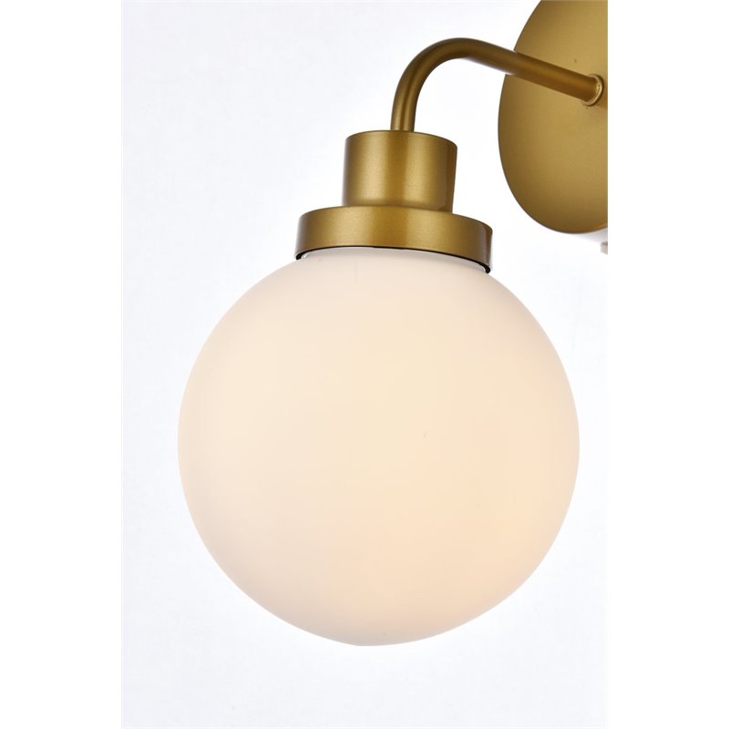 Living District Hanson 1-Light Metal Bath Sconce in Brass and Frosted