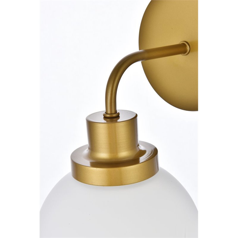 Living District Hanson 1-Light Metal Bath Sconce in Brass and Frosted