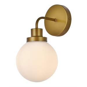 Living District Hanson 1-Light Metal Bath Sconce in Brass and Frosted
