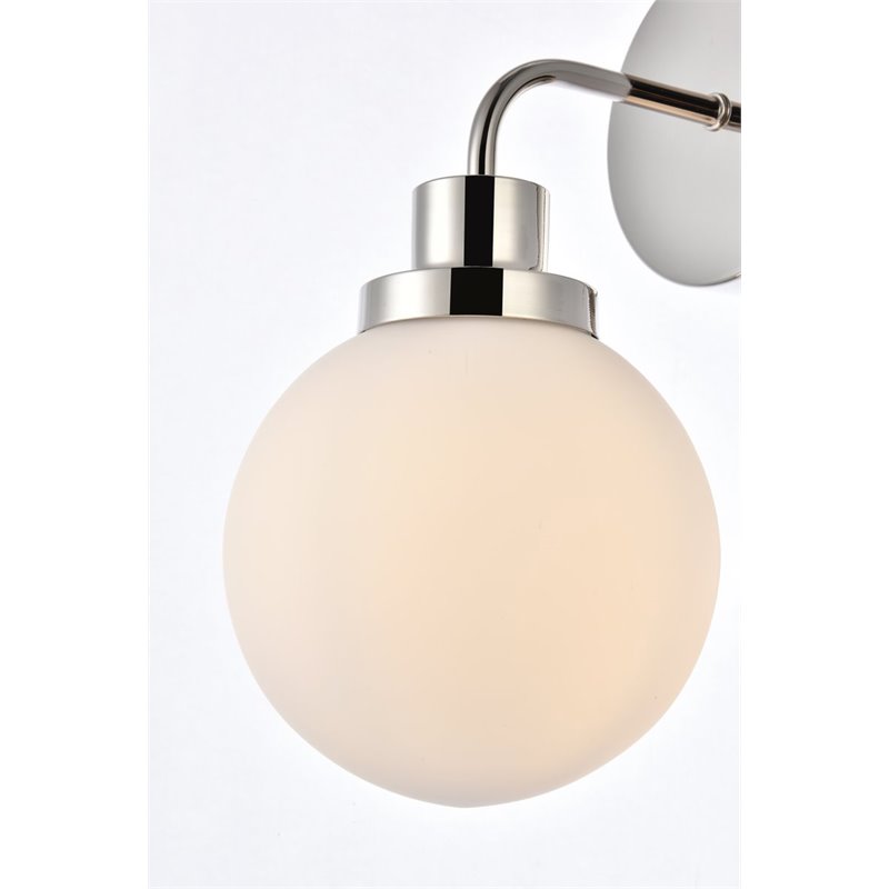 Living District Hanson 1-Light Metal Bath Sconce in Polished Nickel and Frosted