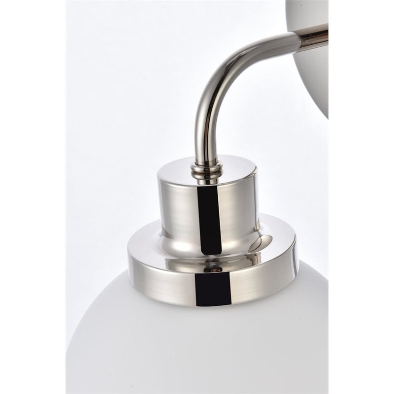 Living District Hanson 1-Light Metal Bath Sconce in Polished Nickel and Frosted
