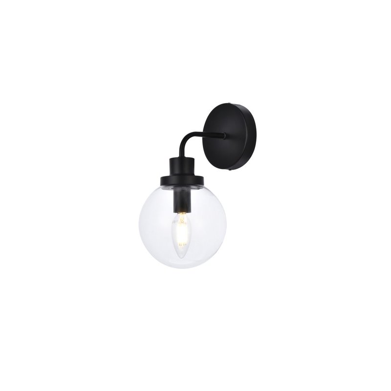 Living District Hanson 1-Light Metal Bath Sconce in Black and Clear