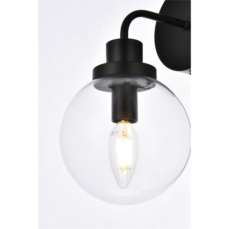Living District Hanson 1-Light Metal Bath Sconce in Black and Clear