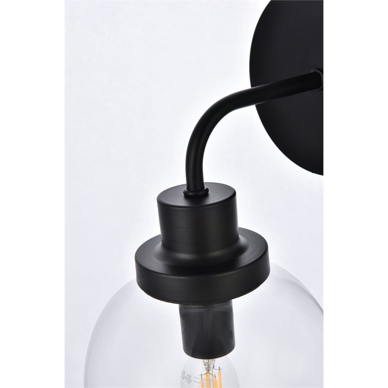 Living District Hanson 1-Light Metal Bath Sconce in Black and Clear