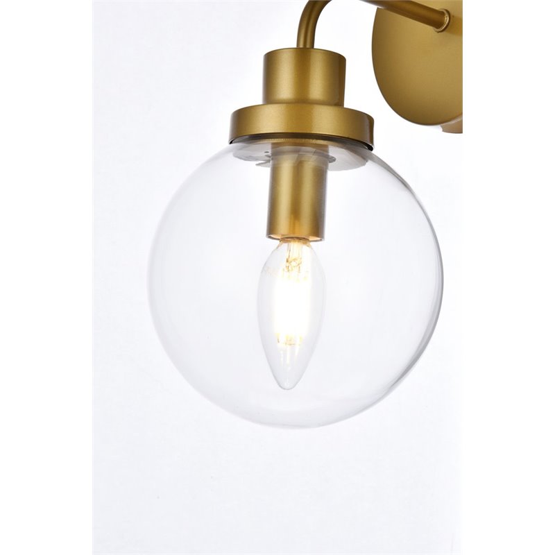 Living District Hanson 1-Light Metal Bath Sconce in Brass and Clear