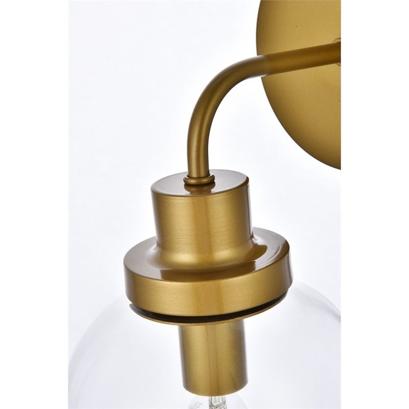 Living District Hanson 1-Light Metal Bath Sconce in Brass and Clear