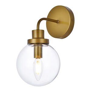 Living District Hanson 1-Light Metal Bath Sconce in Brass and Clear