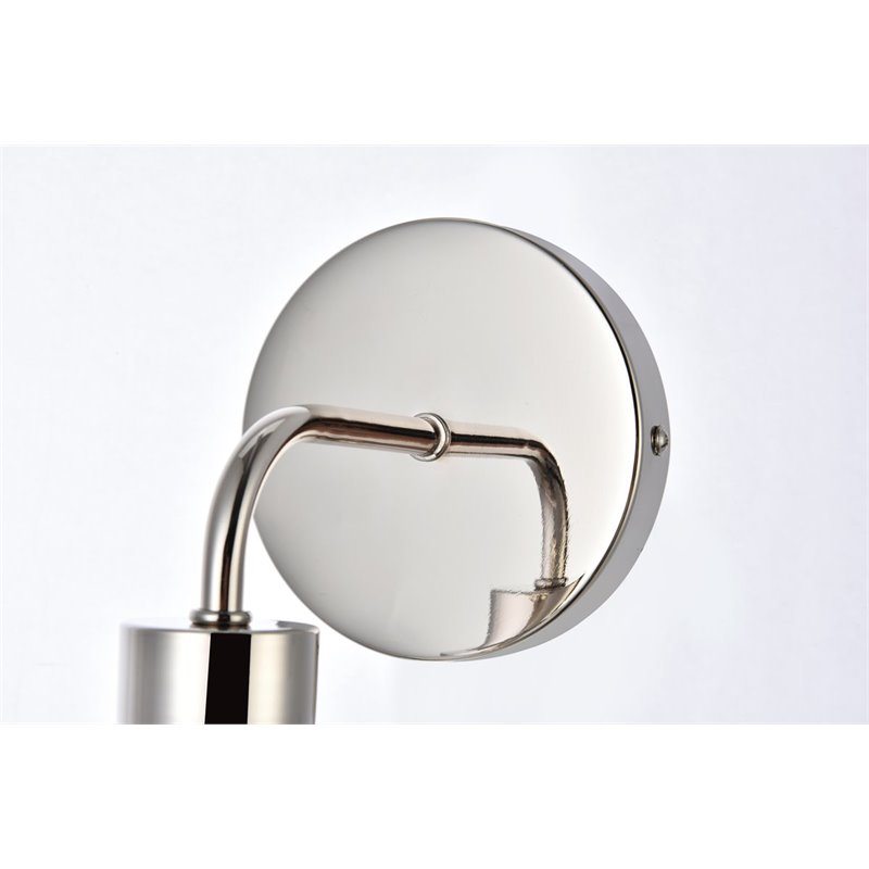 Living District Hanson 1-Light Metal Bath Sconce in Polished Nickel and Clear