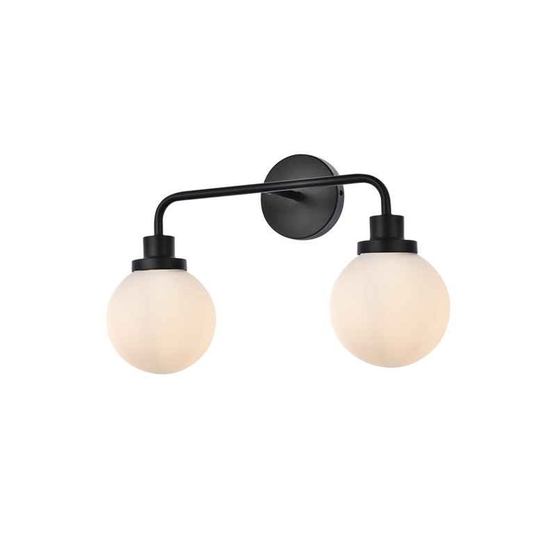 Living District Hanson 2-Light Metal Bath Sconce in Black and Frosted