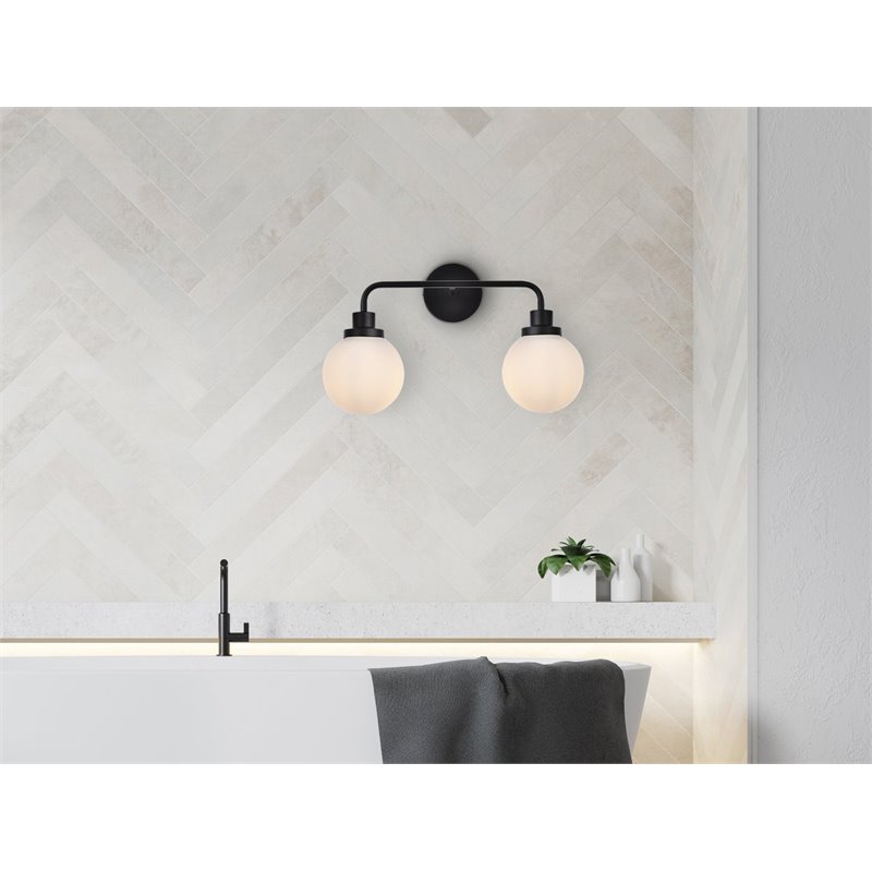 Living District Hanson 2-Light Metal Bath Sconce in Black and Frosted