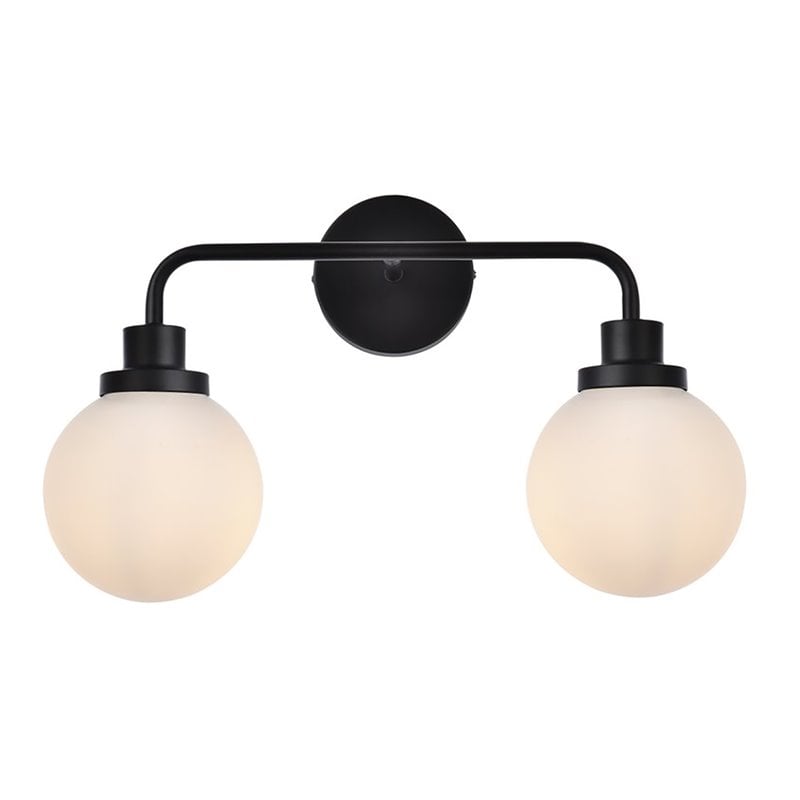 Living District Hanson 2-Light Metal Bath Sconce in Black and Frosted