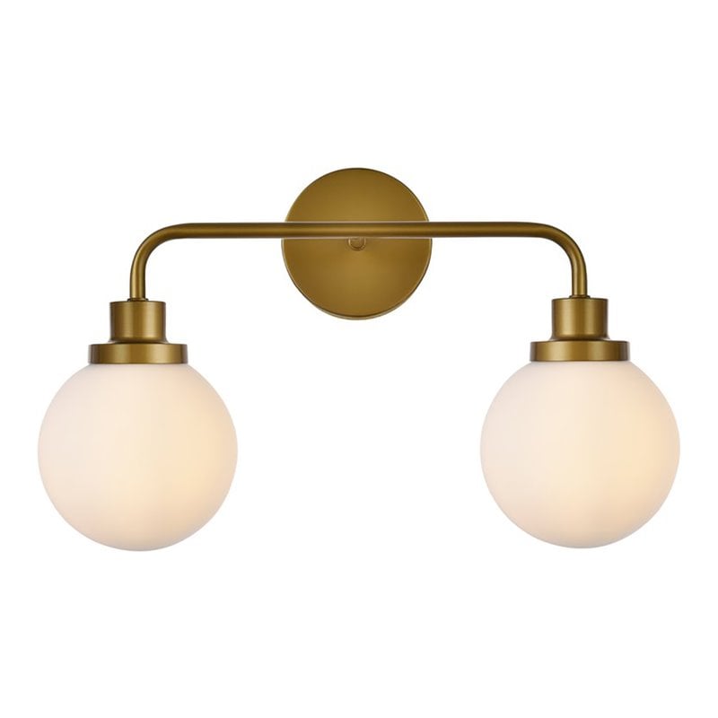 Living District Hanson 2-Light Metal Bath Sconce in Brass and Frosted
