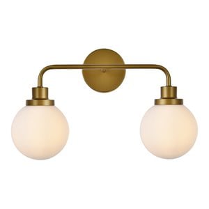 Living District Hanson 2-Light Metal Bath Sconce in Brass and Frosted
