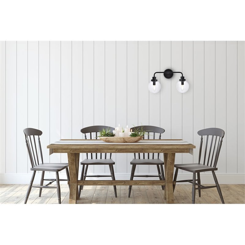 Living District Hanson 2-Light Metal Bath Sconce in Black and Clear