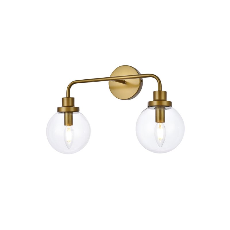 Living District Hanson 2-Light Metal Bath Sconce in Brass and Clear
