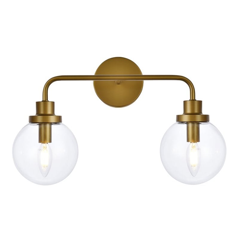 Living District Hanson 2-Light Metal Bath Sconce in Brass and Clear